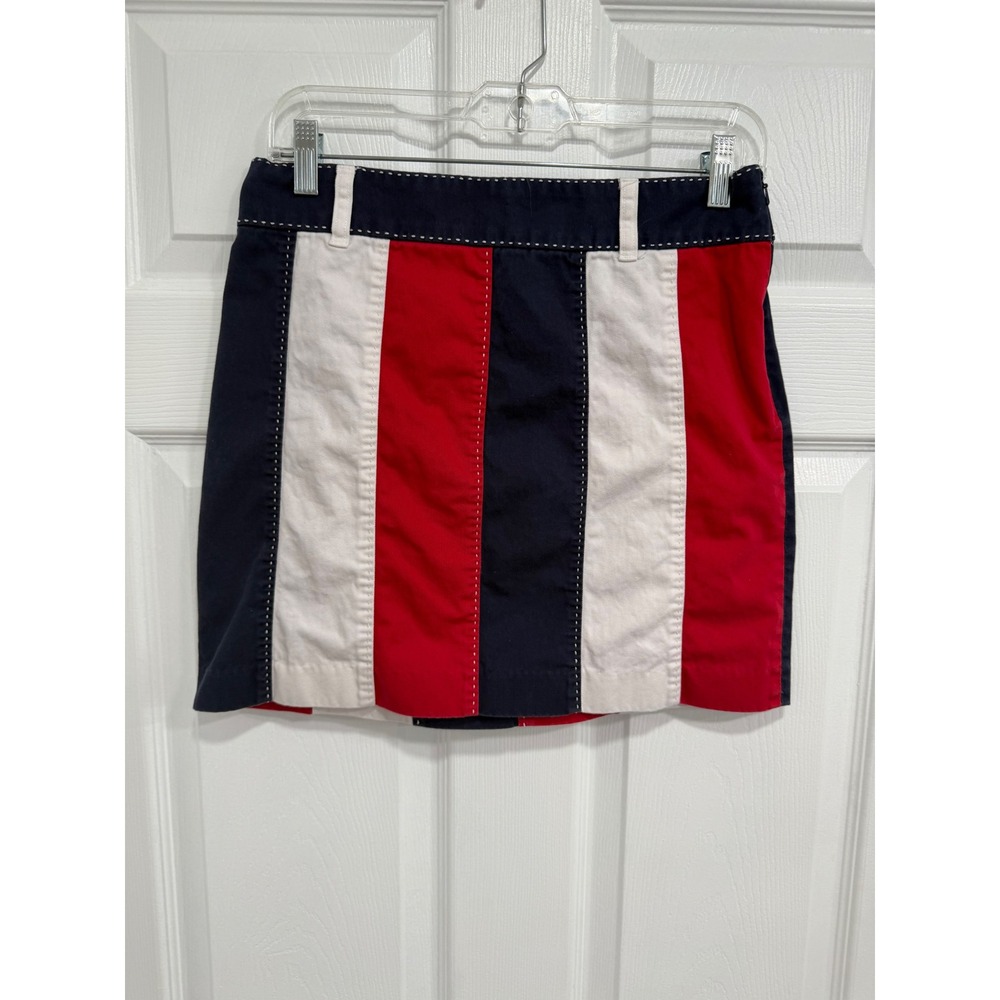 Tommy Hilfiger Womens Navy Red White Striped Mini Skirt Americana Size 4